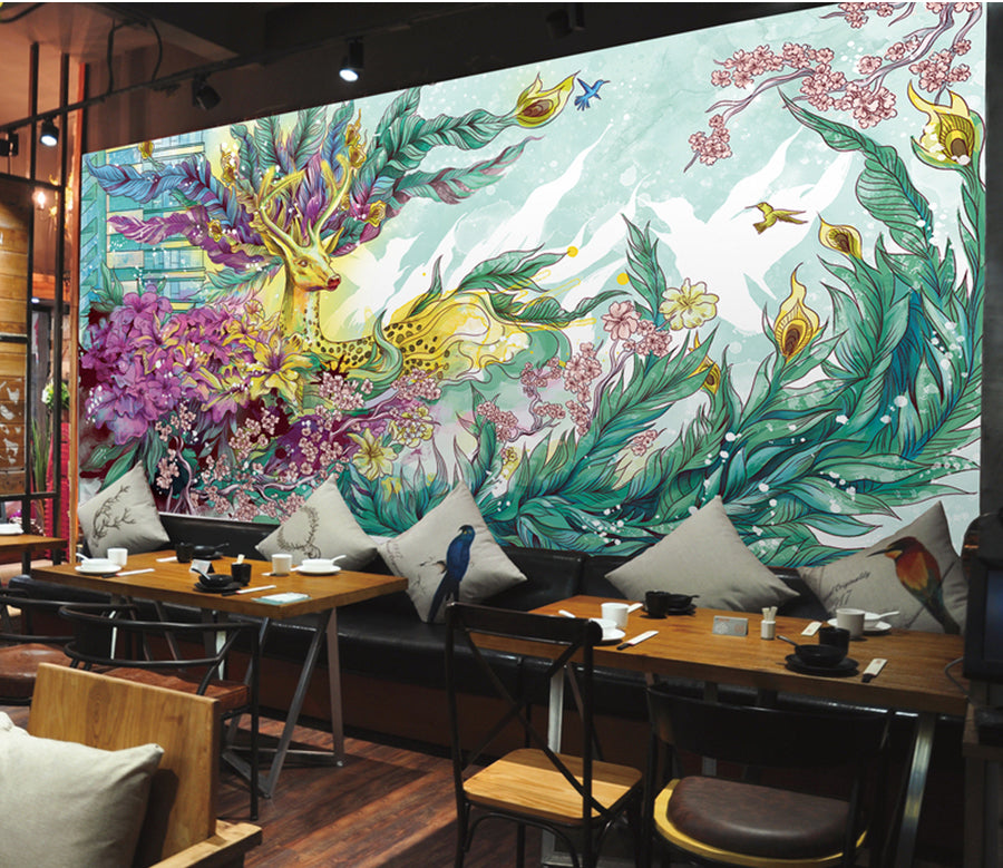 3D Leaf Deer WG292 Wall Murals