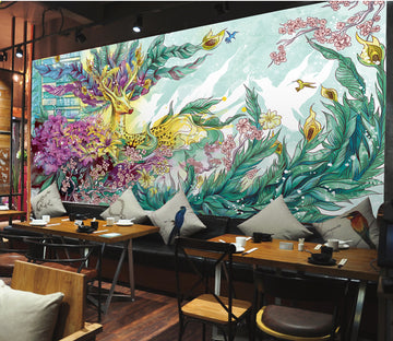 3D Leaf Deer WG292 Wall Murals