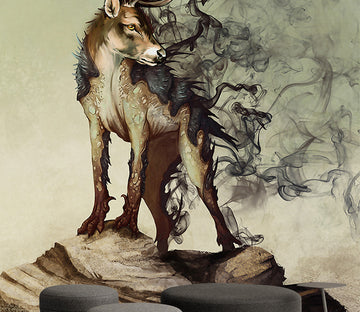 3D Deer Black Fog WG123 Wall Murals