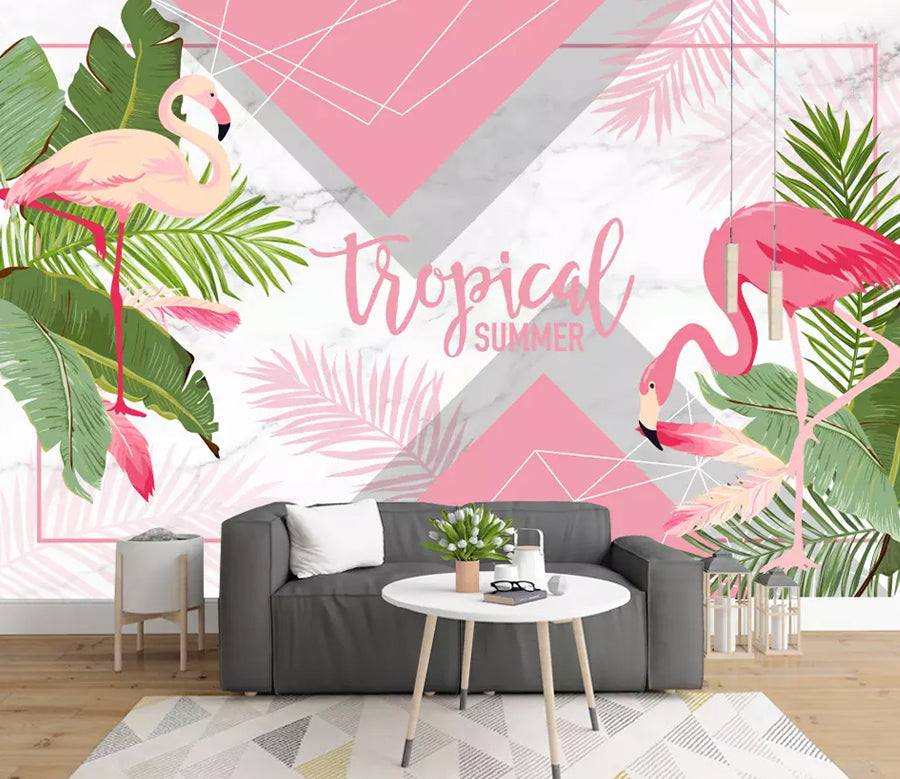 3D Cute Flamingo WG1172 Wall Murals