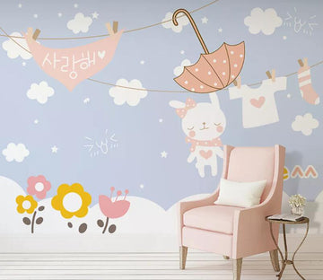 3D Rabbit Umbrella WC2001 Wall Murals