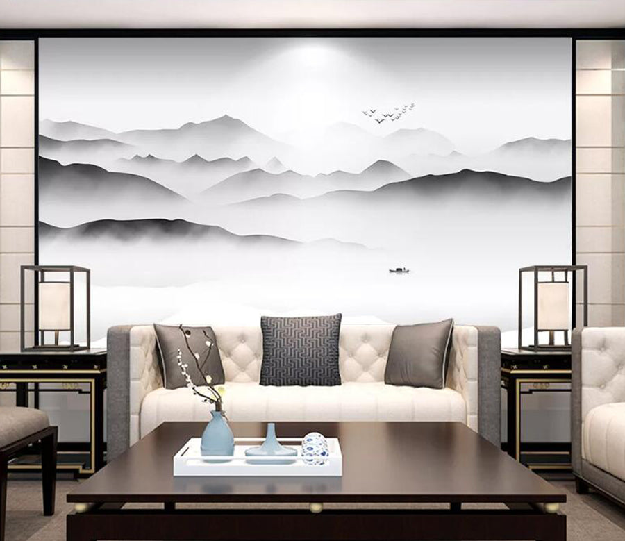 3D Row Of Mountains WC1973 Wall Murals