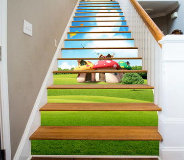3D Prairie Childlike Mushroom House 175 Stair Risers