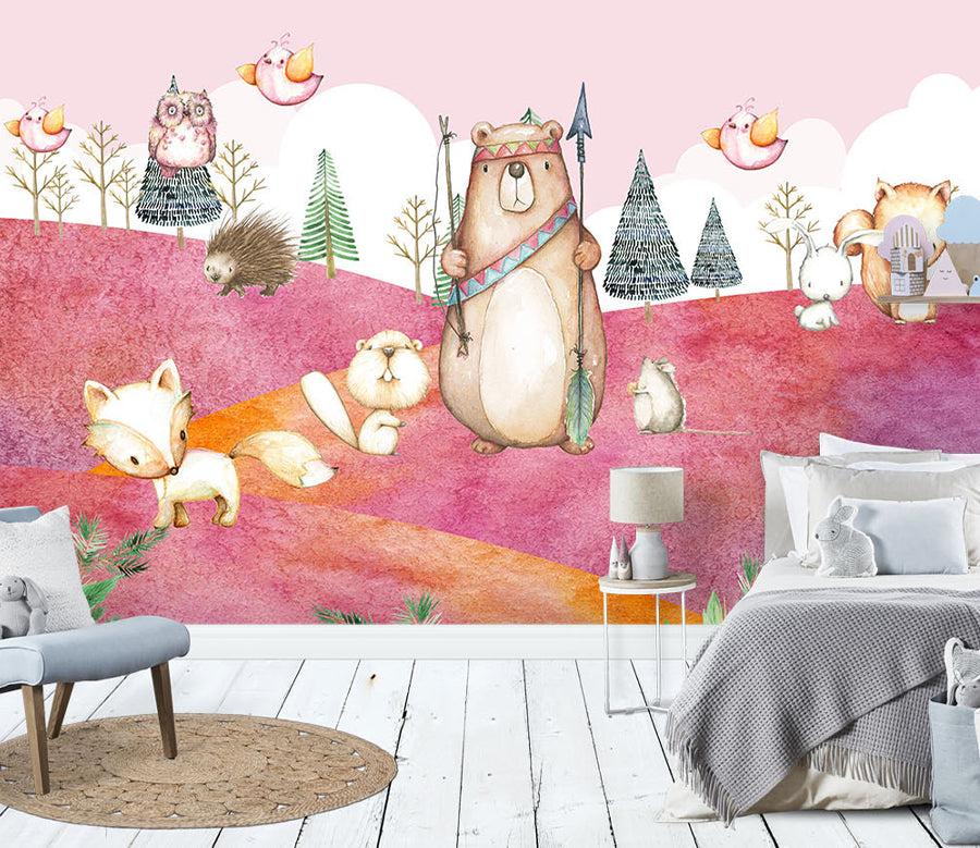 3D Bear Fox WG439 Wall Murals