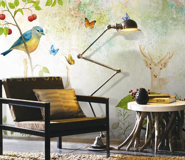 3D Cherry Butterfly WC1478 Wall Murals