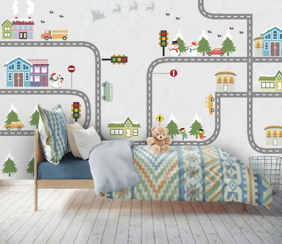 3D Snowman Kitten WC1547 Wall Murals