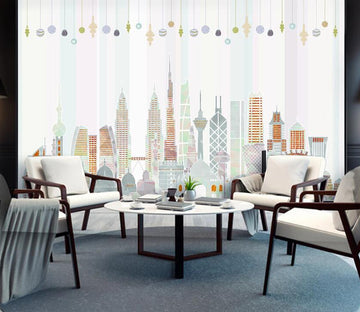 3D Colored Building WC2226 Wall Murals