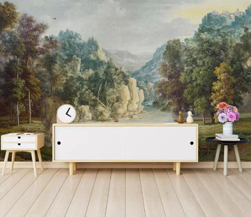 3D Deer River Forest WG836 Wall Murals