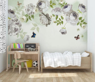 3D Gray Flower WC1582 Wall Murals