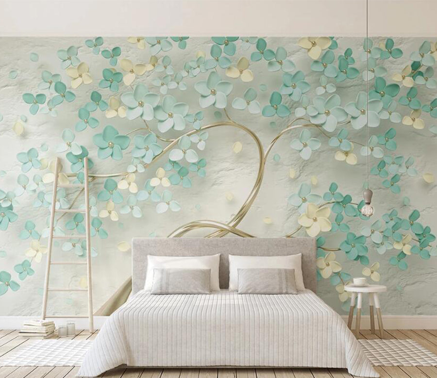 3D Green Flower WC2643 Wall Murals