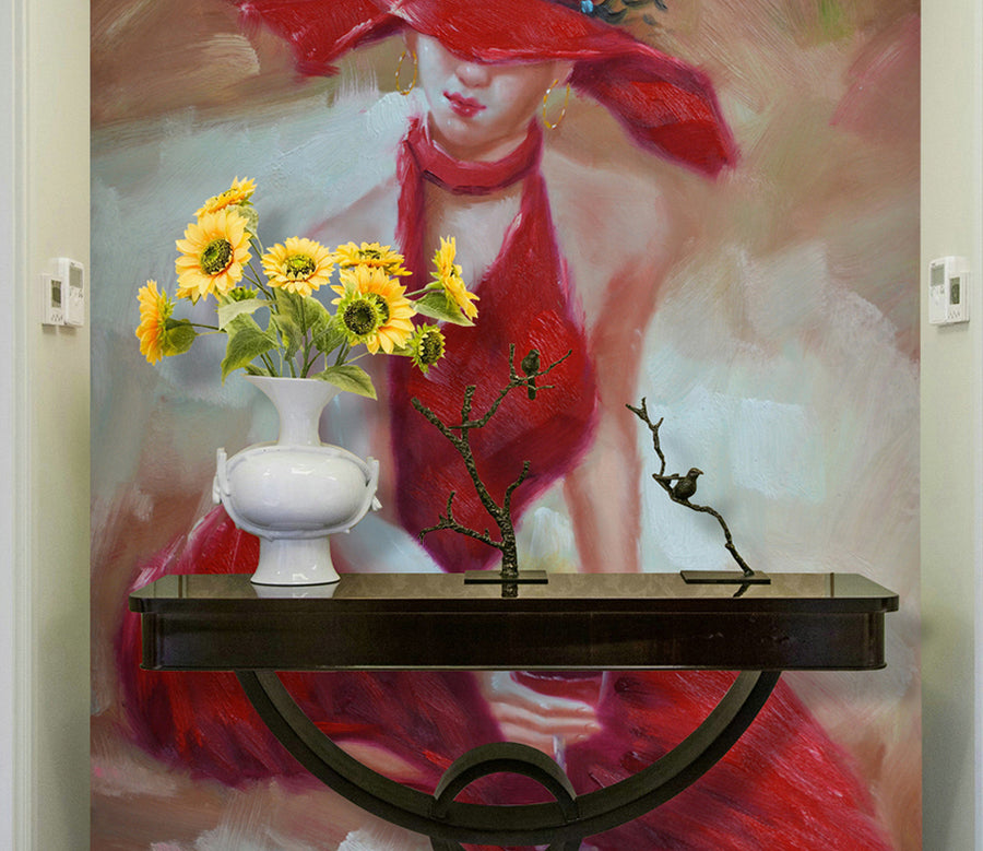 3D Woman Red Wine WG071 Wall Murals