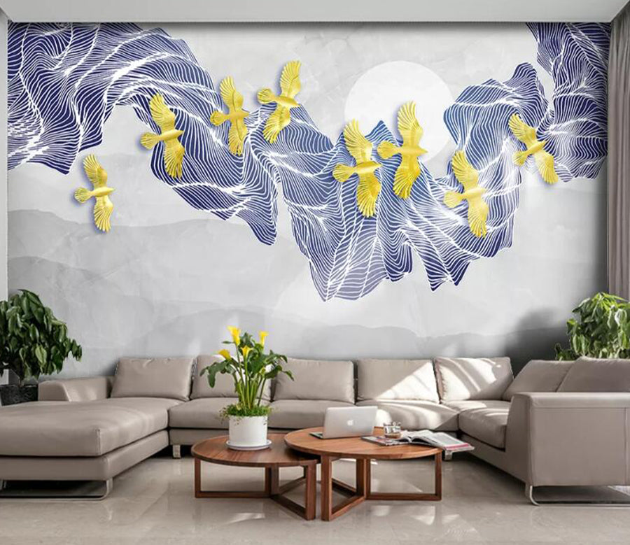 3D Golden Pigeon WC2134 Wall Murals