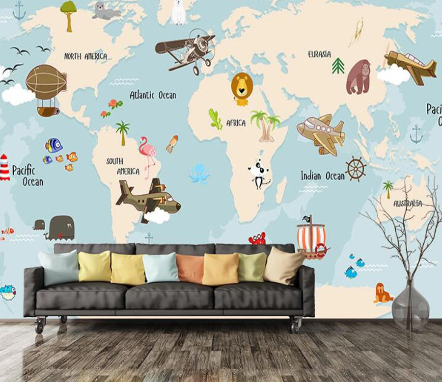 3D Aircraft Map WC1526 Wall Murals