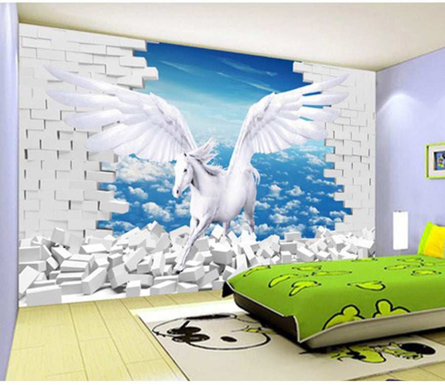 3D White Pegasus WG366 Wall Murals