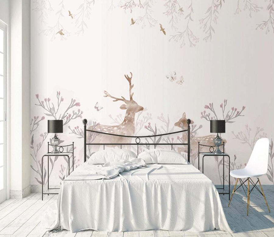 3D Deer Pattern WC1677 Wall Murals