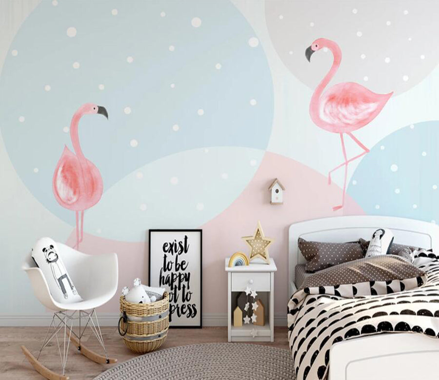 3D Round Flamingo WG1138 Wall Murals