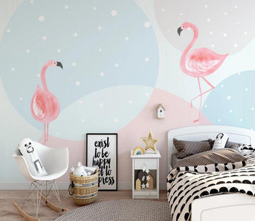 3D Round Flamingo WG1138 Wall Murals
