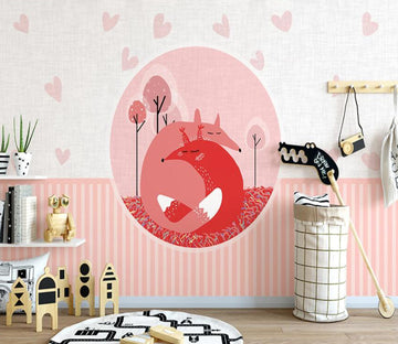 3D Pink Fox WG1162 Wall Murals