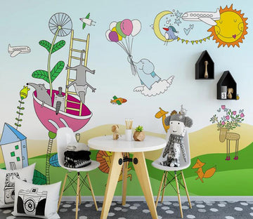 3D Elephant Lion WC1902 Wall Murals