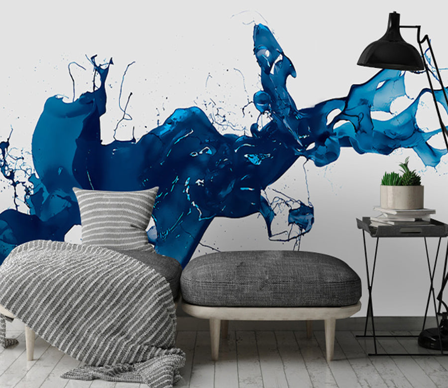 3D Blue Ink Sway WG349 Wall Murals