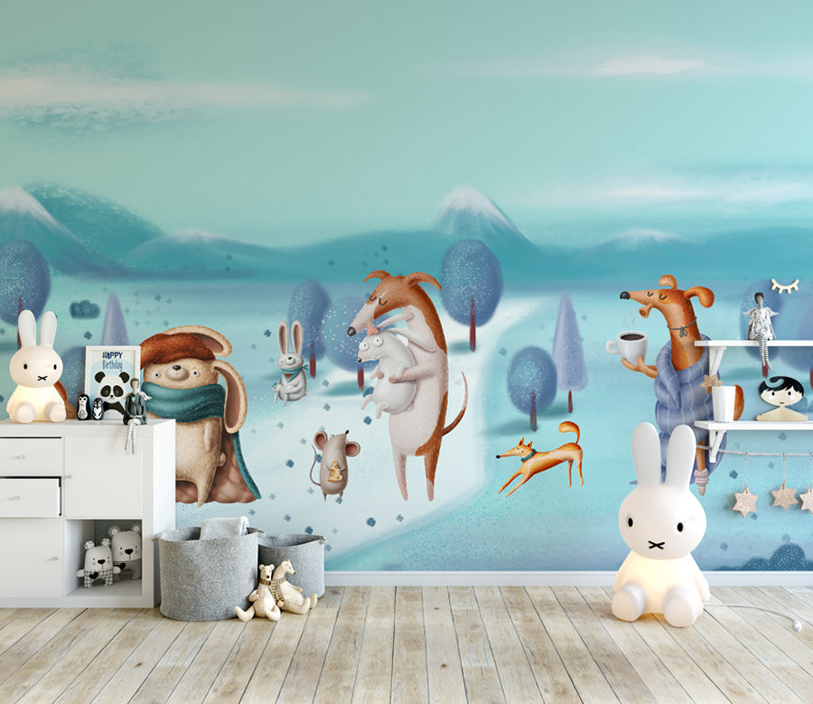 3D Snow Fox WG444 Wall Murals