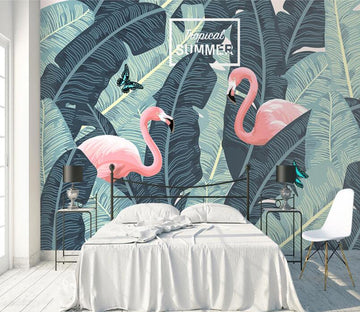 3D Flamingo Cute WC2431 Wall Murals