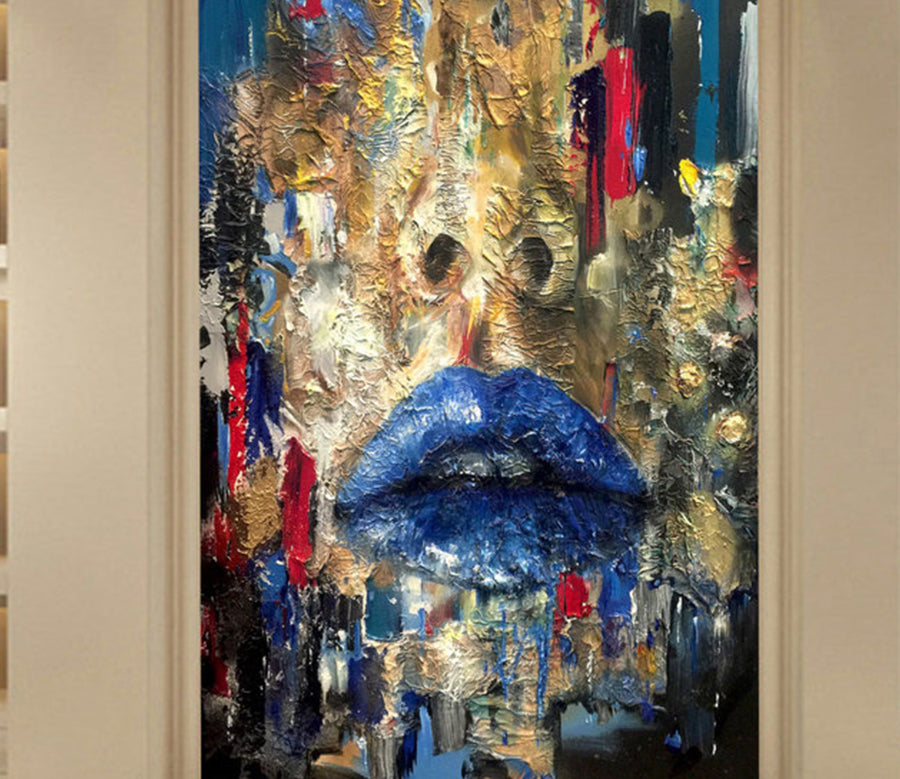 3D Blue Lips WG099 Wall Murals