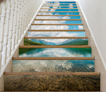 3D Still Lake In The Mountains 094 Stair Risers