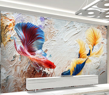 3D Embossed Fish WG328 Wall Murals