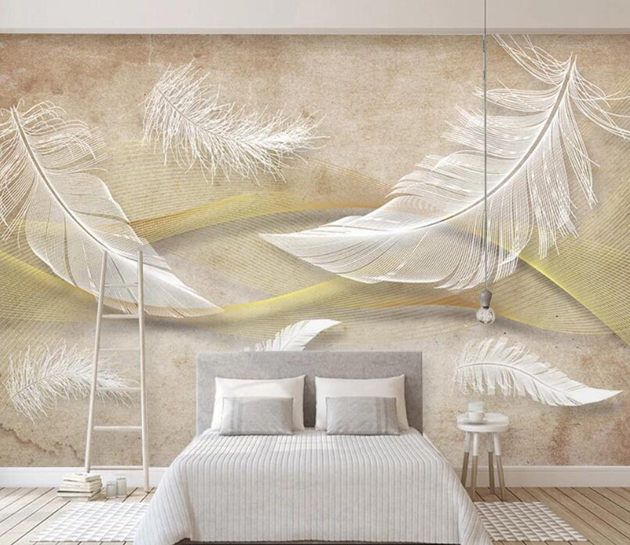 3D Swan Feather WC2120 Wall Murals