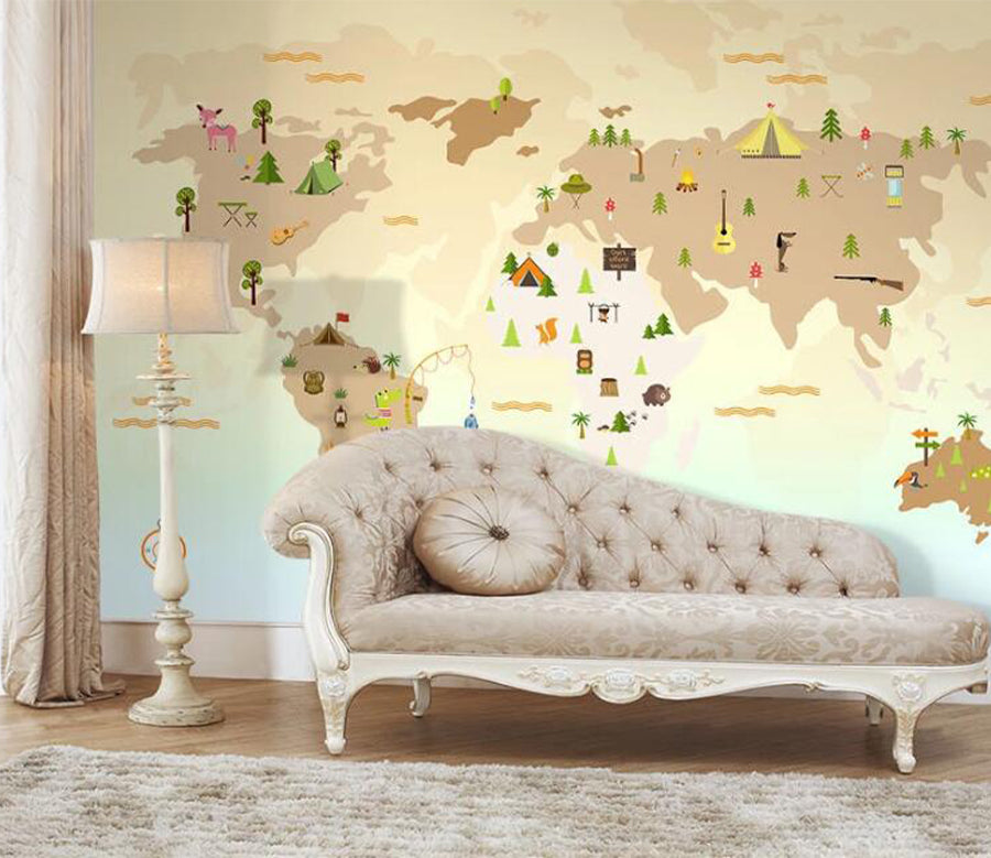 3D House Fox Map WC1589 Wall Murals