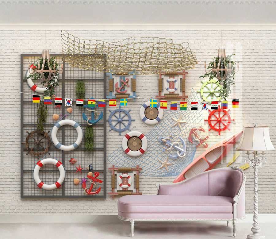 3D White Lifebuoy WG393 Wall Murals