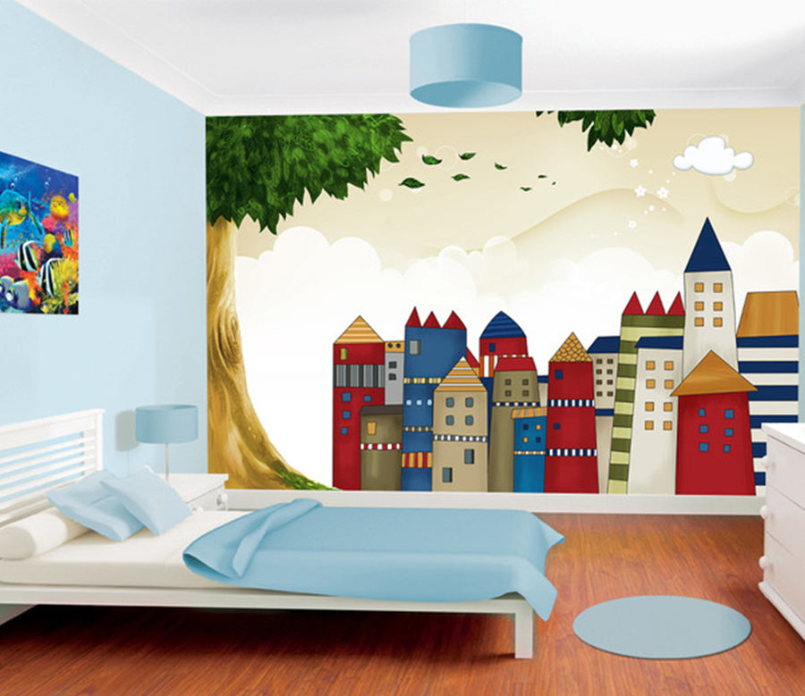 3D Cartoon Building WG367 Wall Murals