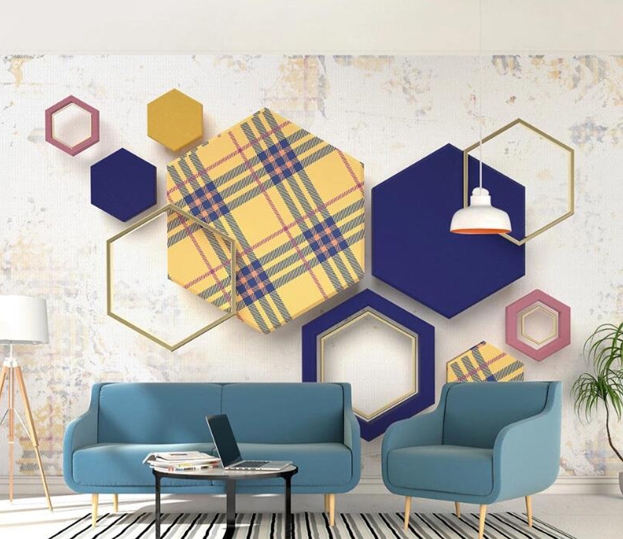 3D Yellow Stripe WC2606 Wall Murals