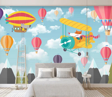 3D Balloon Helicopter WC2027 Wall Murals