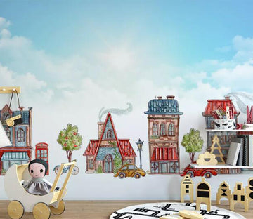 3D Red Building WG975 Wall Murals