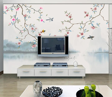 3D Plum Fisherman WC2473 Wall Murals