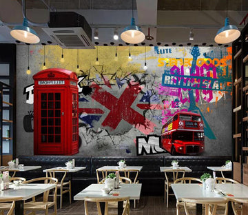 3D Telephone Booth WC2490 Wall Murals