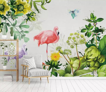 3D Daisy Flamingo WG786 Wall Murals