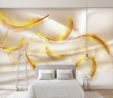 3D Yellow Feather WC2396 Wall Murals