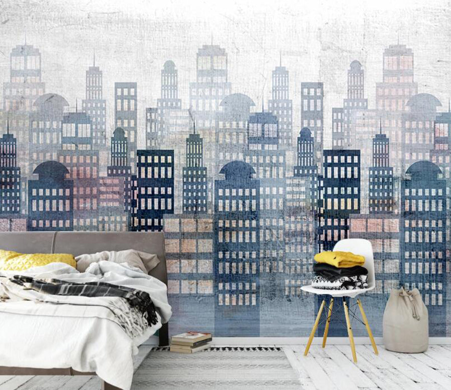 3D Building City WC2055 Wall Murals