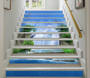 3D Blue Waterfall Scenery 144 Stair Risers