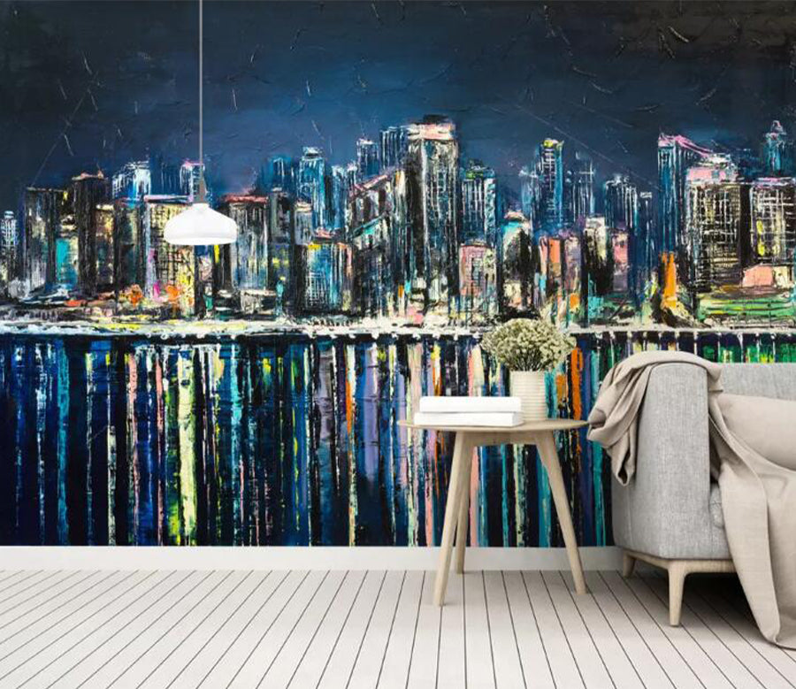 3D Night Building WG947 Wall Murals