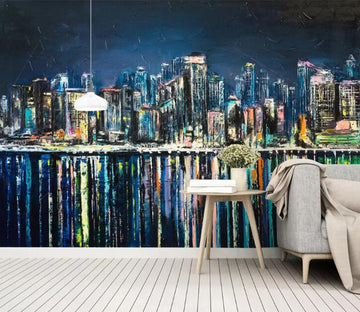 3D Night Building WG947 Wall Murals