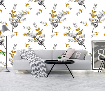 3D Gray Leaves WC2296 Wall Murals