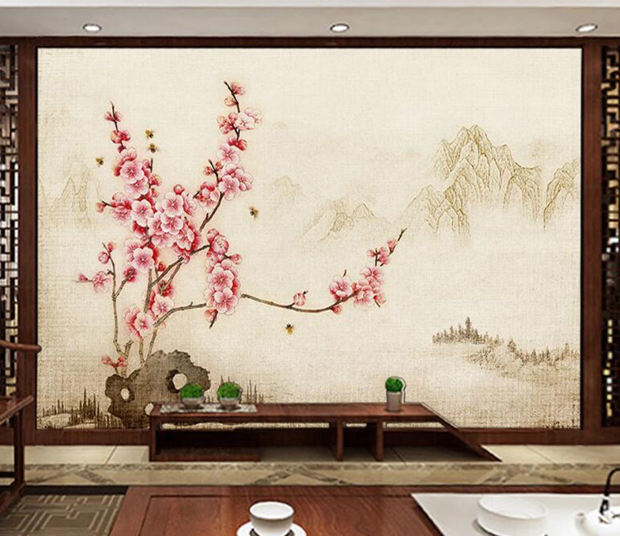 3D Plum Mountain WC1927 Wall Murals