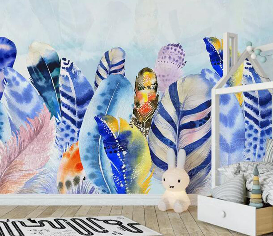 3D Blue Feather WG738 Wall Murals