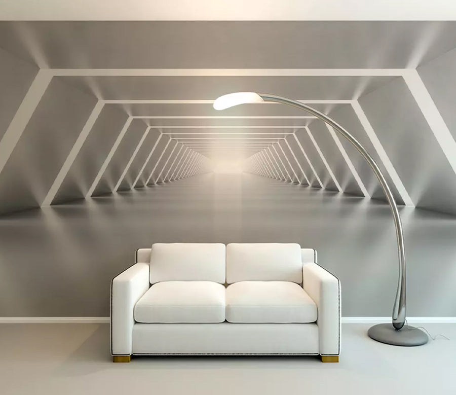 3D White Corridor WG1002 Wall Murals