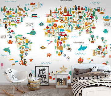 3D Cartoon Map WG454 Wall Murals