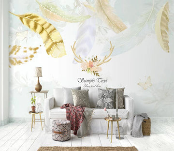 3D Yellow Feather WC2384 Wall Murals